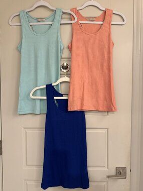 Active Basic Tank Tops (Set of 3) Light Blue, Royal Blue, Pink | size: L